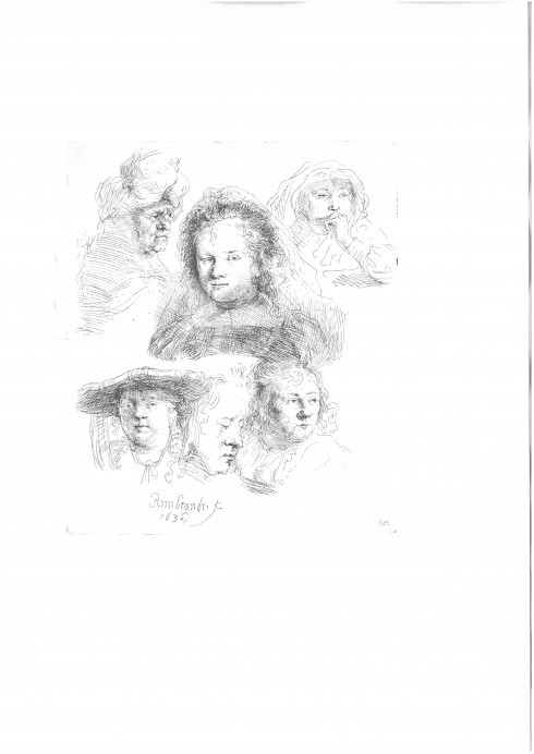 Studies of the Head of Saskia, 1636